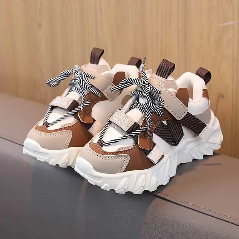 Autumn Winter Children;s Sneakers Boys Plus Cashmere Warm Sport Shoes Girls Non-slip Casual Shoes Student Shoes Toddler Shoe