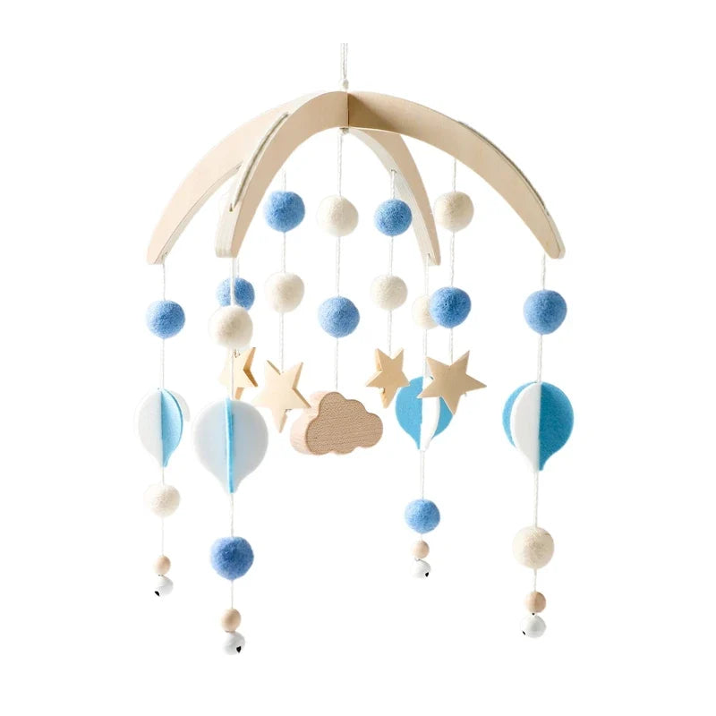 Baby Wooden Bed Bell Cartoon Rabbit Mobile Hanging Rattles Toy Hanger Crib Mobile Bed Bell Wood Toy Holder Arm Bracket Kid Gifts