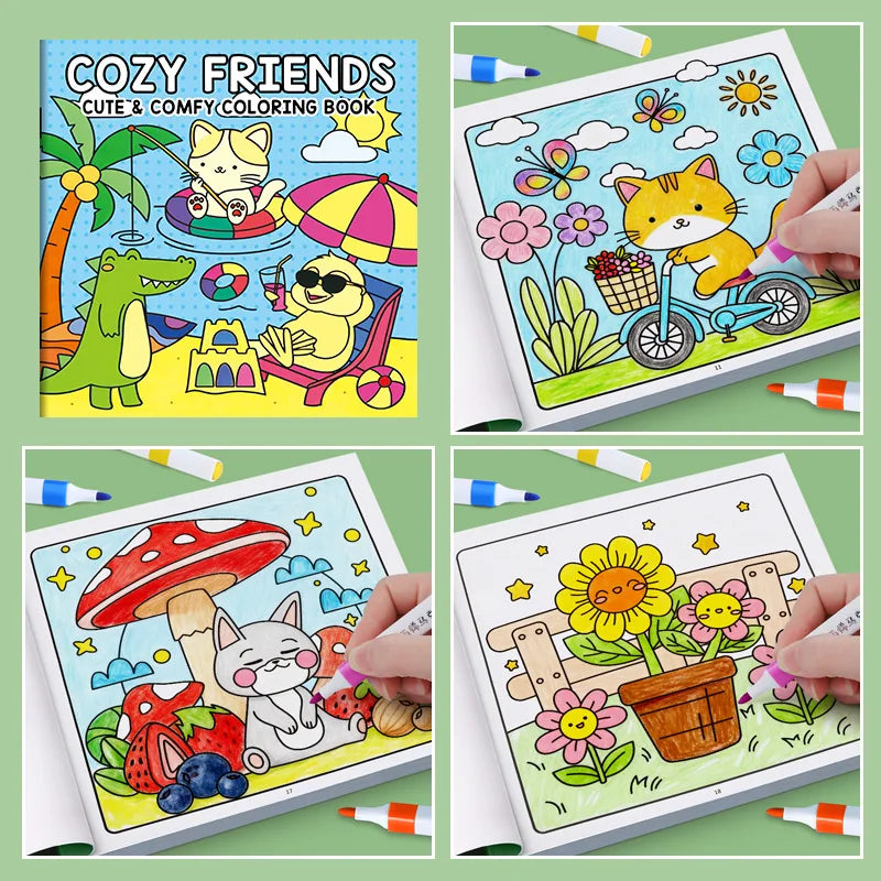 24 Page Fun Coloring Book, Warm Moments for Girls, Creative Entertainment, Fantasy Illustrations, Hand Drawn Art Drawing Book