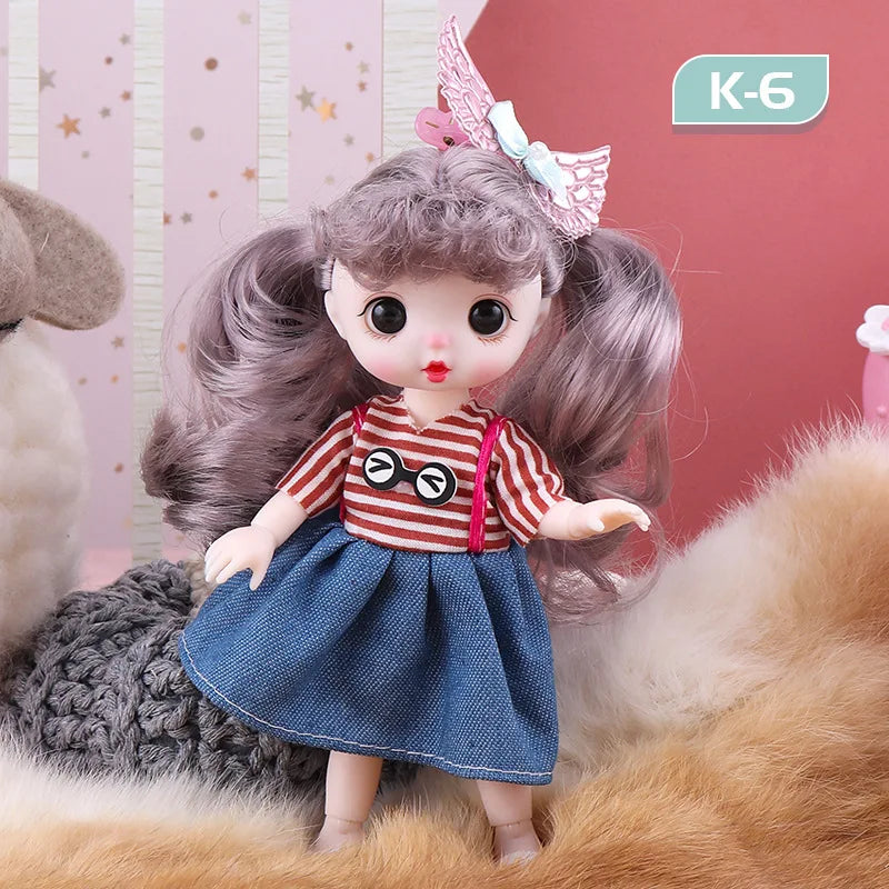 13 Movable Joints Cute Face Realistic Big 17cm BJD Doll Eyeball And Fashion Clothes Suit With Shoes Lolita Princess Doll Toy