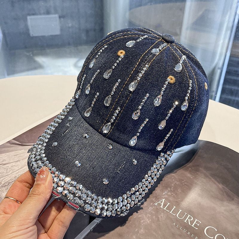 New Style Face-Slimming Baseball Cap for Women, Cross-Border Rhinestone-Embellished Duckbill Cap, Korean Version, Versatile