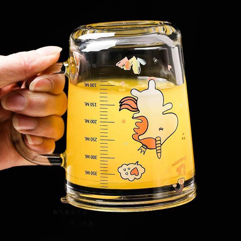 Children's Milk Cup with Straw, Graduated Cup, Tempered Glass, Breakfast Milk Powder Cup, Specially Designed for Pregnant Women, Microwaveable