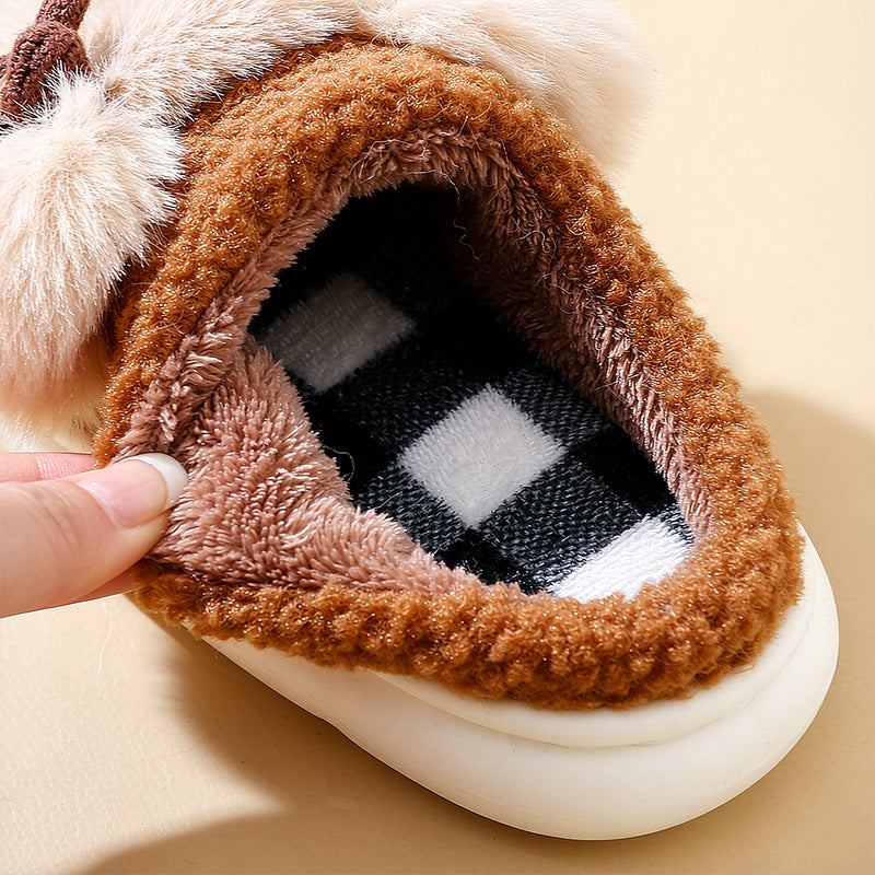 Kids cotton slippers girlscute puppy autumn winterindoorthick solenon-slip cartoonheattech boys' furry slippers