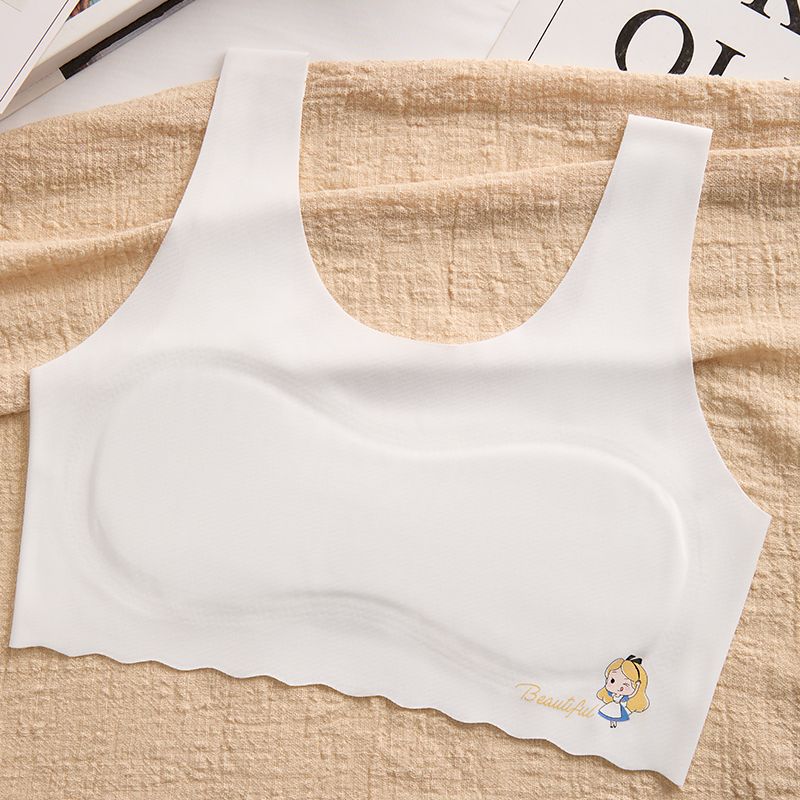 7-14 Year Old Girls' Underwear, Elementary and Middle School Development Stage Vest, Ice Silk Seamless Underwear, Thin Bra for Young Girls