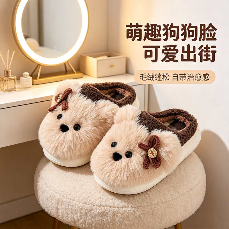 Kids cotton slippers girlscute puppy autumn winterindoorthick solenon-slip cartoonheattech boys' furry slippers