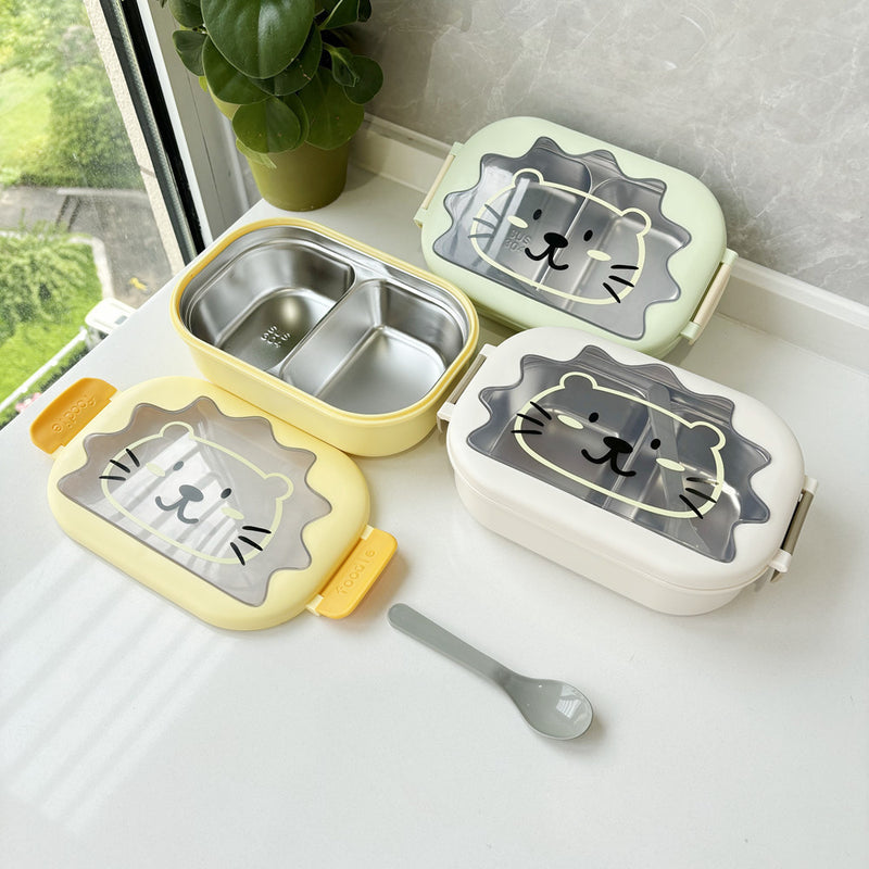 Student Lunch Box 304 Stainless Steel Lunch Box Kindergarten Food Grade Lunch Box Double-Layer Dielectric T