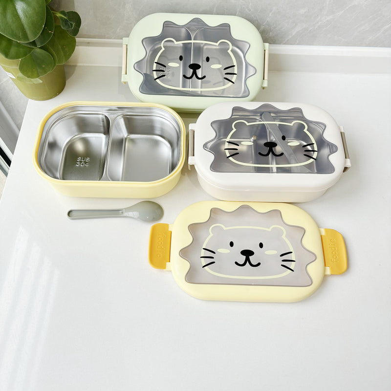 Student Lunch Box 304 Stainless Steel Lunch Box Kindergarten Food Grade Lunch Box Double-Layer Dielectric T