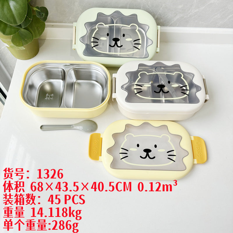 Student Lunch Box 304 Stainless Steel Lunch Box Kindergarten Food Grade Lunch Box Double-Layer Dielectric T