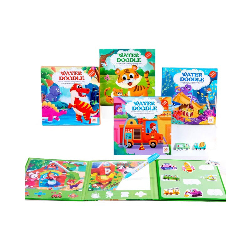 Cross-border children's DIY water painting graffiti card paste book animal dinosaur traffic awareness card repeated graffiti card puzzle