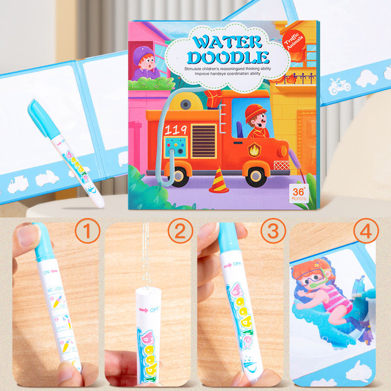 Cross-border children's DIY water painting graffiti card paste book animal dinosaur traffic awareness card repeated graffiti card puzzle