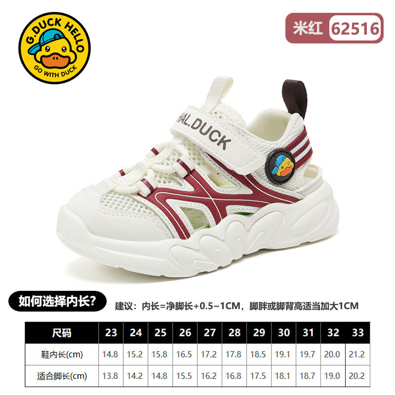 Little Yellow Duck Boys' Summer Hollow Out Single Mesh Shoes 2026 New Breathable Sports Shoes for Boys 4 Mesh Children's Shoes Age 5