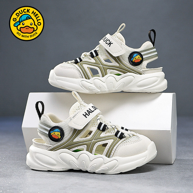 Little Yellow Duck Boys' Summer Hollow Out Single Mesh Shoes 2026 New Breathable Sports Shoes for Boys 4 Mesh Children's Shoes Age 5