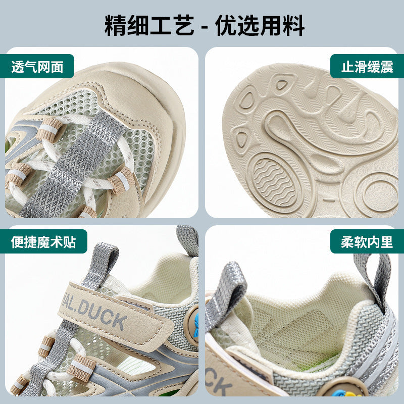 Little Yellow Duck Boys' Summer Hollow Out Single Mesh Shoes 2026 New Breathable Sports Shoes for Boys 4 Mesh Children's Shoes Age 5