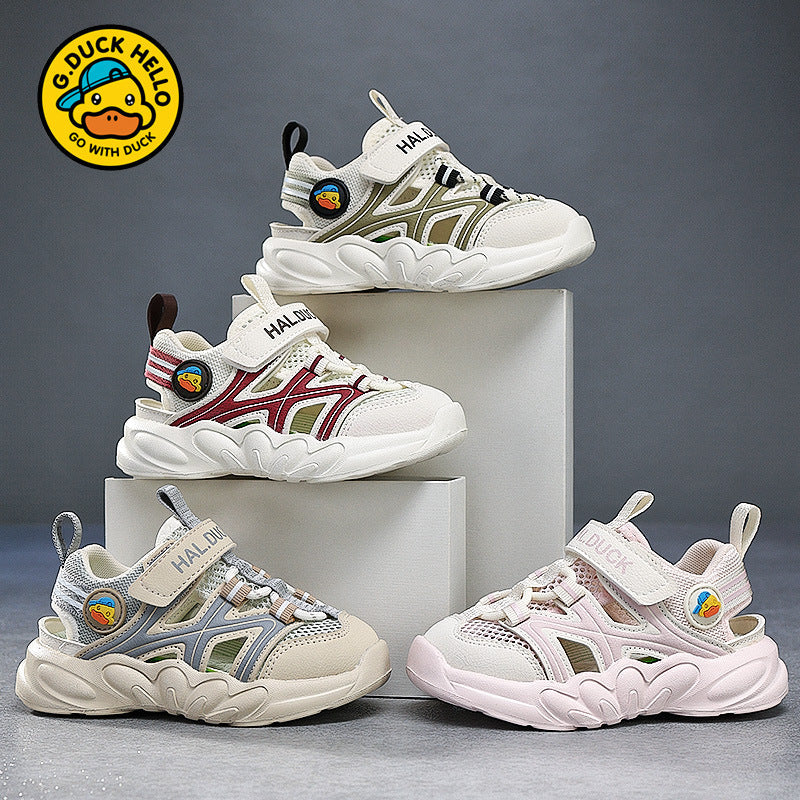 Little Yellow Duck Boys' Summer Hollow Out Single Mesh Shoes 2026 New Breathable Sports Shoes for Boys 4 Mesh Children's Shoes Age 5