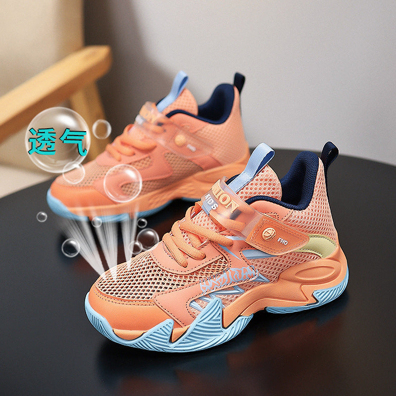 Children's Basketball Shoes 2026 Spring and Autumn Models Boys' Non-Slip Breathable Sports Shoes Primary School Students' Wear-Resistant Running Shoes Physical Wholesale