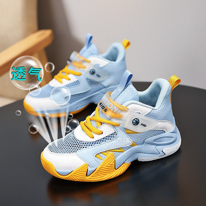 Children's Basketball Shoes 2026 Spring and Autumn Models Boys' Non-Slip Breathable Sports Shoes Primary School Students' Wear-Resistant Running Shoes Physical Wholesale