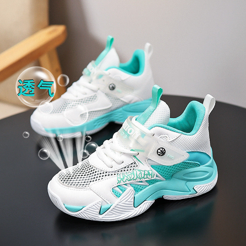 Children's Basketball Shoes 2026 Spring and Autumn Models Boys' Non-Slip Breathable Sports Shoes Primary School Students' Wear-Resistant Running Shoes Physical Wholesale