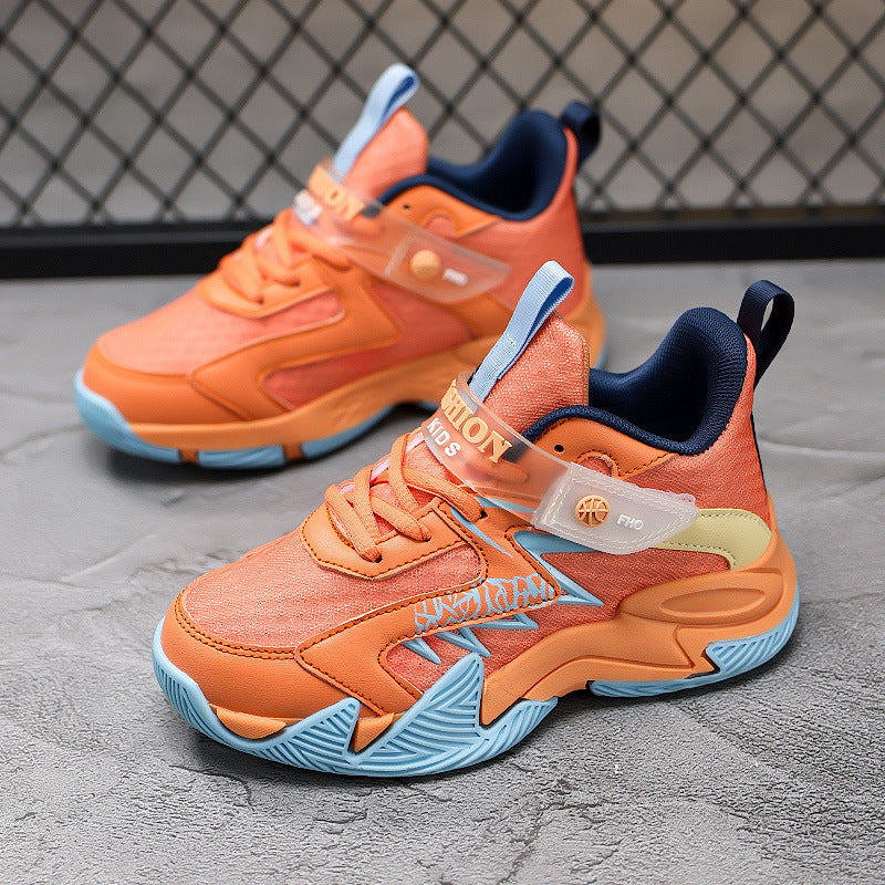 Children's Basketball Shoes 2026 Spring and Autumn Models Boys' Non-Slip Breathable Sports Shoes Primary School Students' Wear-Resistant Running Shoes Physical Wholesale
