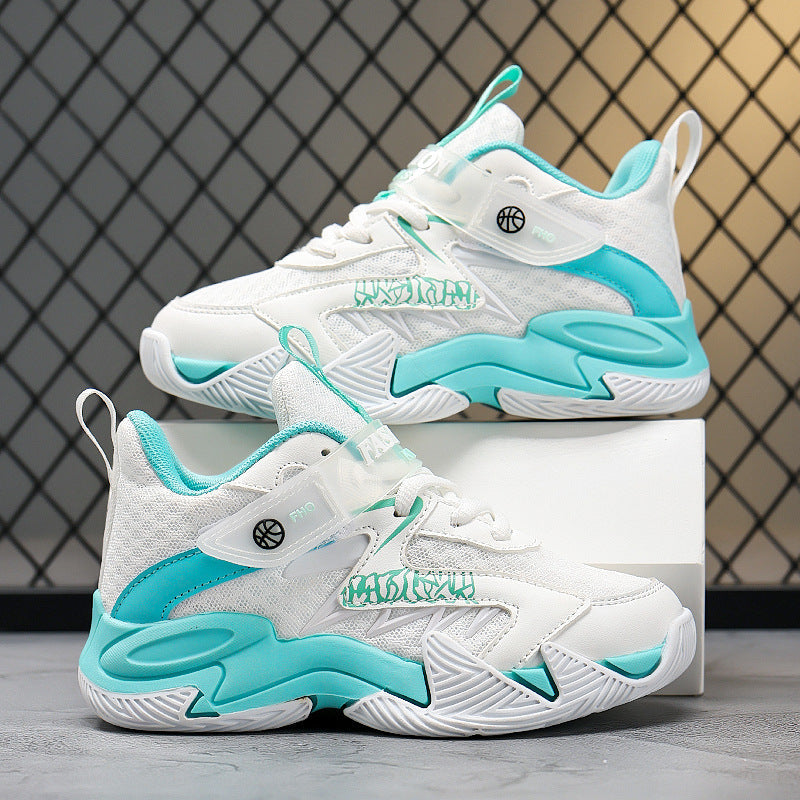 Children's Basketball Shoes 2026 Spring and Autumn Models Boys' Non-Slip Breathable Sports Shoes Primary School Students' Wear-Resistant Running Shoes Physical Wholesale