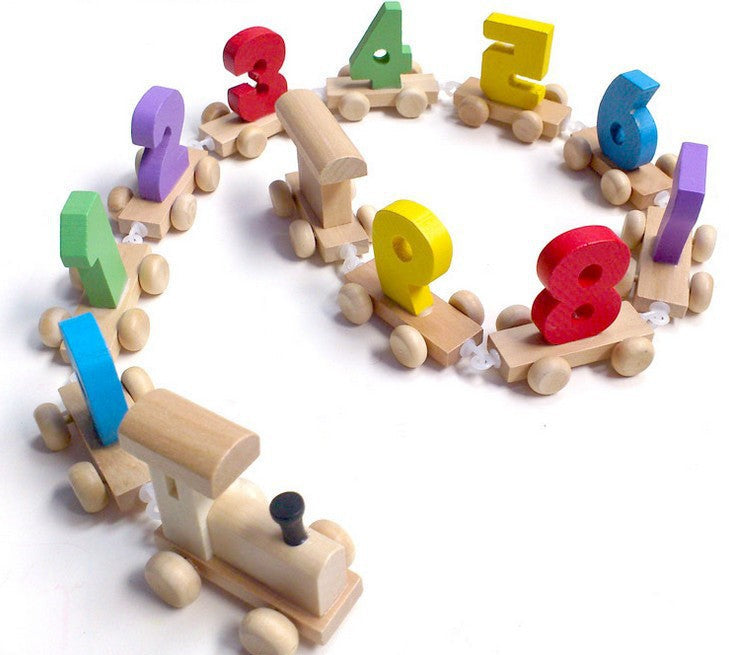 Wooden toys digital shape drag train puzzle early education building blocks baby enlightenment teaching aids manufacturers direct wholesale