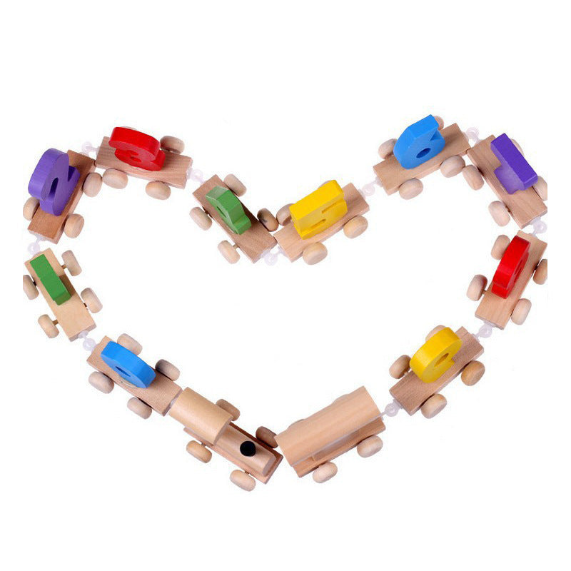 Wooden toys digital shape drag train puzzle early education building blocks baby enlightenment teaching aids manufacturers direct wholesale