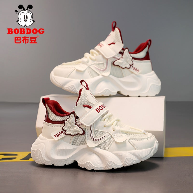 Babudou Girls' Shoes 2026 Spring and Autumn New Mesh Breathable Casual Dad Shoes for Girls Kidsren's Sports Shoes