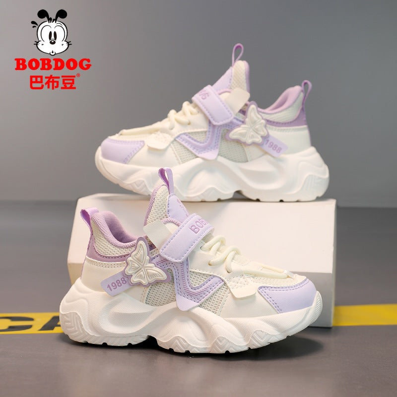 Babudou Girls' Shoes 2026 Spring and Autumn New Mesh Breathable Casual Dad Shoes for Girls Kidsren's Sports Shoes