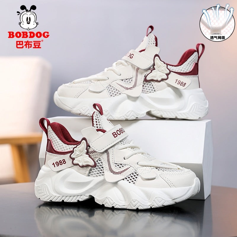 Babudou Girls' Shoes 2026 Spring and Autumn New Mesh Breathable Casual Dad Shoes for Girls Kidsren's Sports Shoes