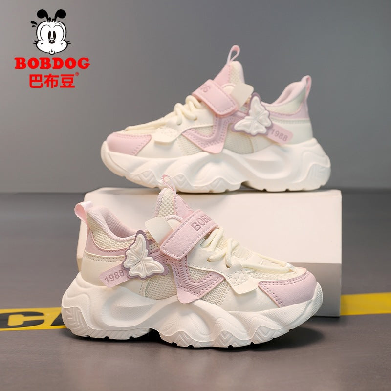 Babudou Girls' Shoes 2026 Spring and Autumn New Mesh Breathable Casual Dad Shoes for Girls Kidsren's Sports Shoes
