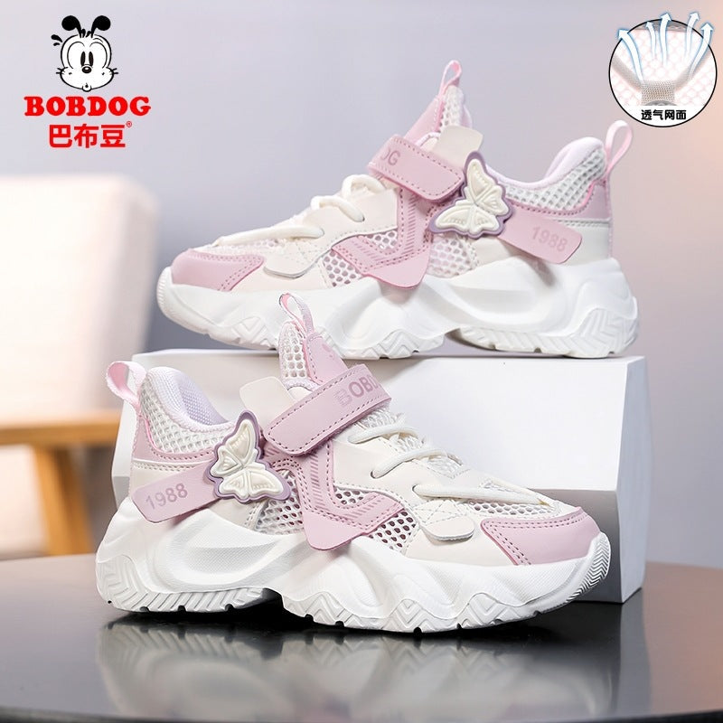 Babudou Girls' Shoes 2026 Spring and Autumn New Mesh Breathable Casual Dad Shoes for Girls Kidsren's Sports Shoes