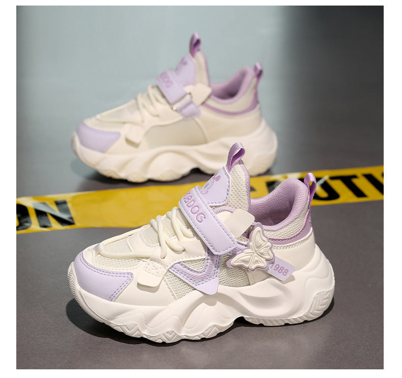 Babudou Girls' Shoes 2026 Spring and Autumn New Mesh Breathable Casual Dad Shoes for Girls Kidsren's Sports Shoes