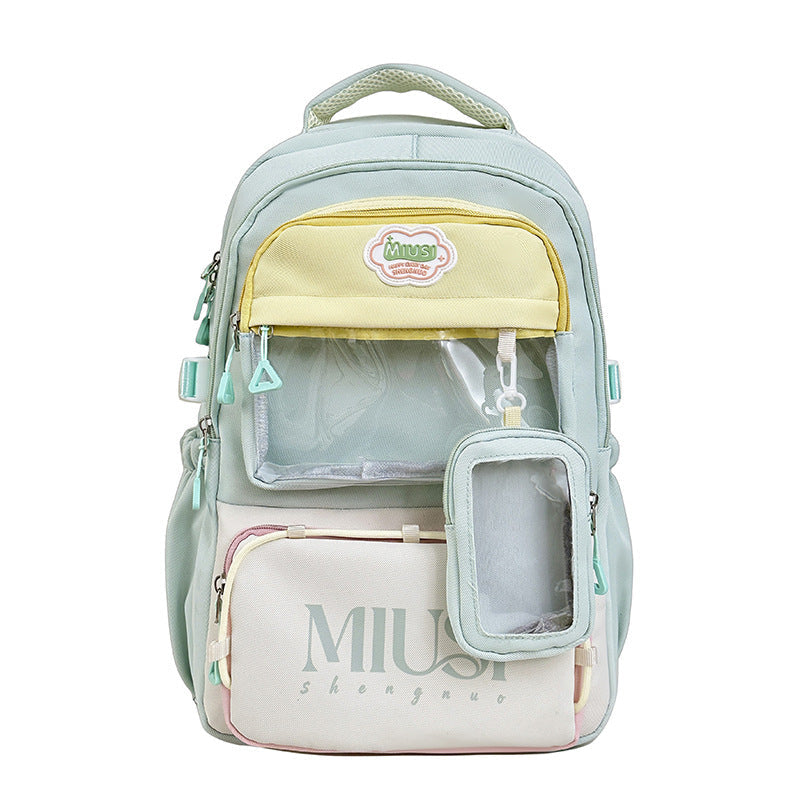 Color-Block Large-Capacity Backpack for Women Casual Travel, Double-Shoulder School Bag with Padded Backrest, Fits Middle/High School Students’ Laptop, 2026