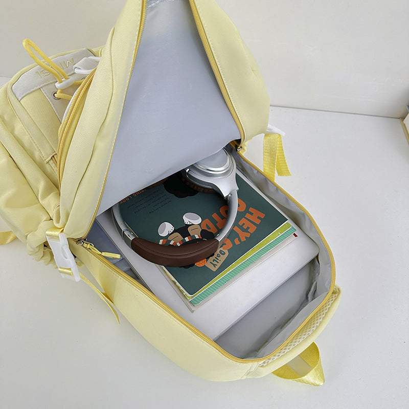 New Style School Bag for Girls, Japanese-Style, Cute Dopamine Color-Blocking, College Style, Multi-Compartment Backpack for Primary and Secondary School Students