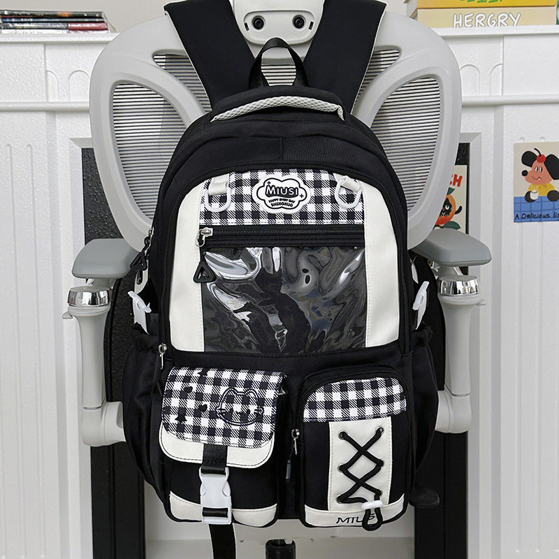 New Style School Bag for Girls, Japanese-Style, Cute Dopamine Color-Blocking, College Style, Multi-Compartment Backpack for Primary and Secondary School Students