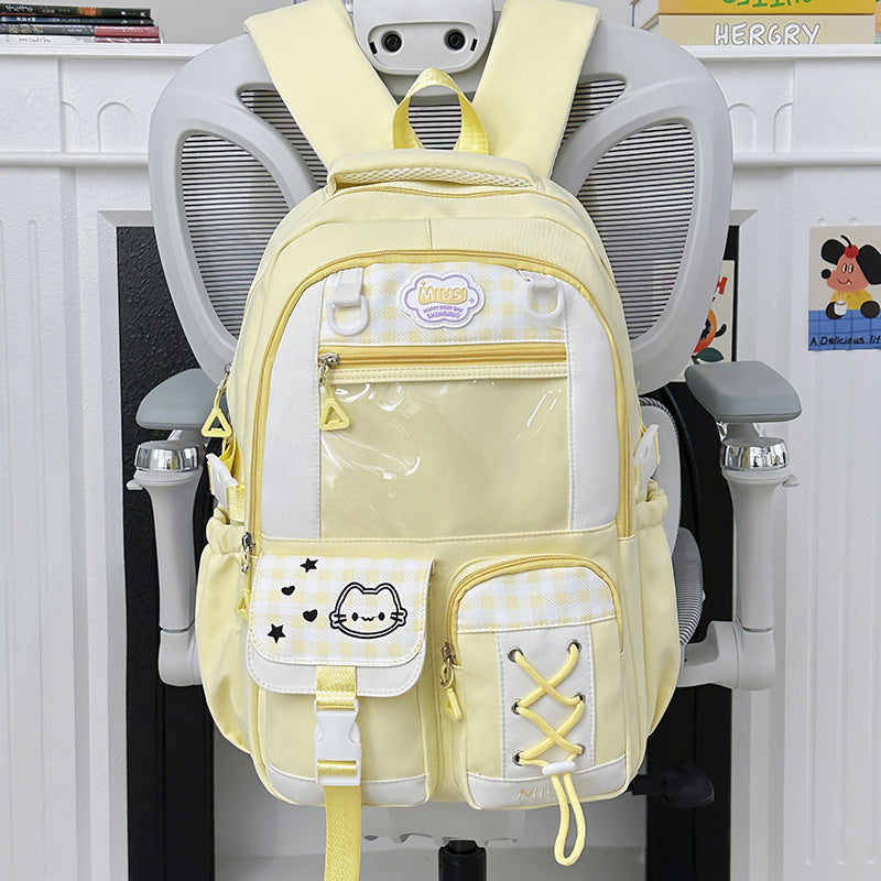 New Style School Bag for Girls, Japanese-Style, Cute Dopamine Color-Blocking, College Style, Multi-Compartment Backpack for Primary and Secondary School Students