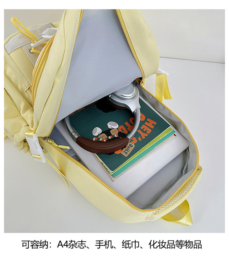 New Style School Bag for Girls, Japanese-Style, Cute Dopamine Color-Blocking, College Style, Multi-Compartment Backpack for Primary and Secondary School Students