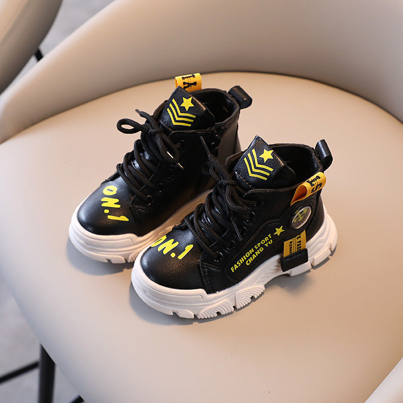 Children's Martin boots Spring and Autumn new boys' casual single-layer boots Korean style fashionable high-top board shoes fashionable short boots wholesale