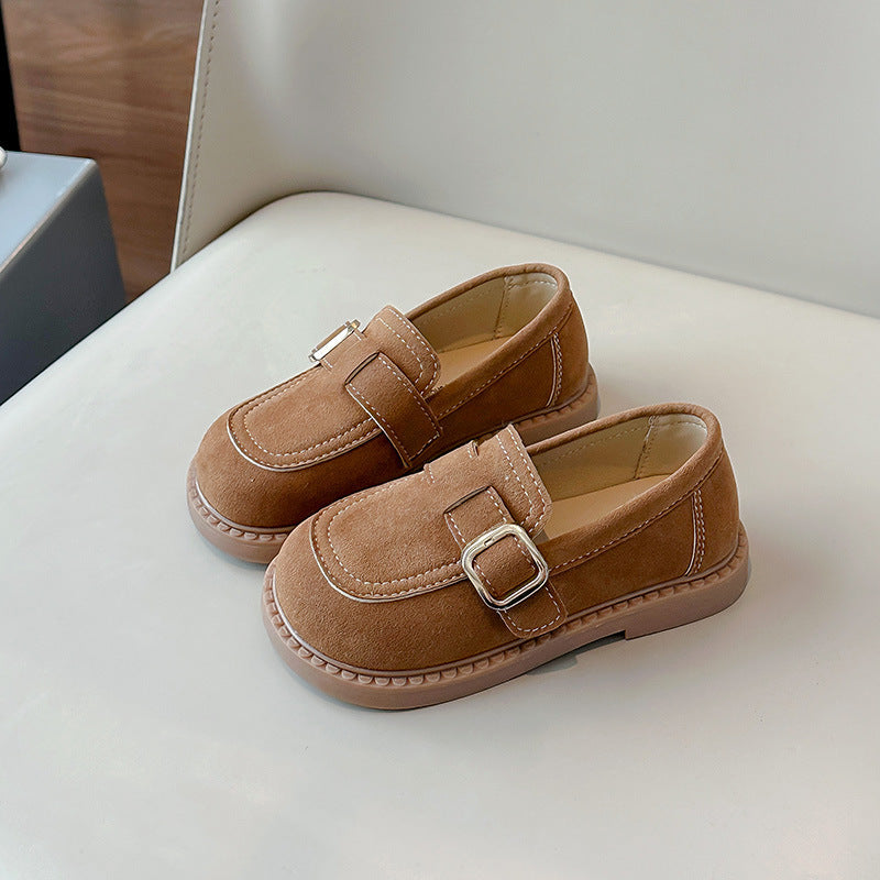 2026 Spring and Autumn New Children's Versatile Flat Shoes Boys' Slip-On Loafers Girls' British Style Loafer Leather Shoes