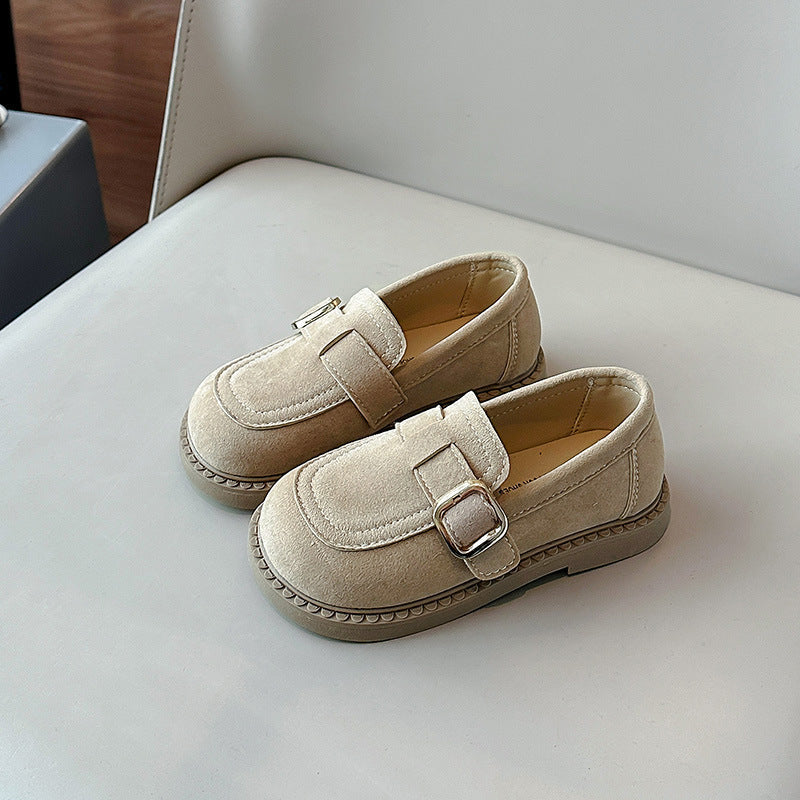2026 Spring and Autumn New Children's Versatile Flat Shoes Boys' Slip-On Loafers Girls' British Style Loafer Leather Shoes