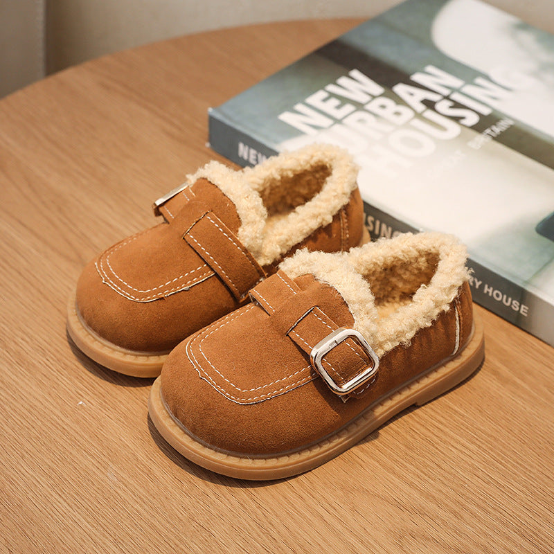 2026 Spring and Autumn New Children's Versatile Flat Shoes Boys' Slip-On Loafers Girls' British Style Loafer Leather Shoes
