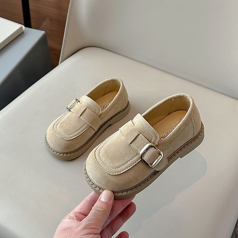 2026 Spring and Autumn New Children's Versatile Flat Shoes Boys' Slip-On Loafers Girls' British Style Loafer Leather Shoes