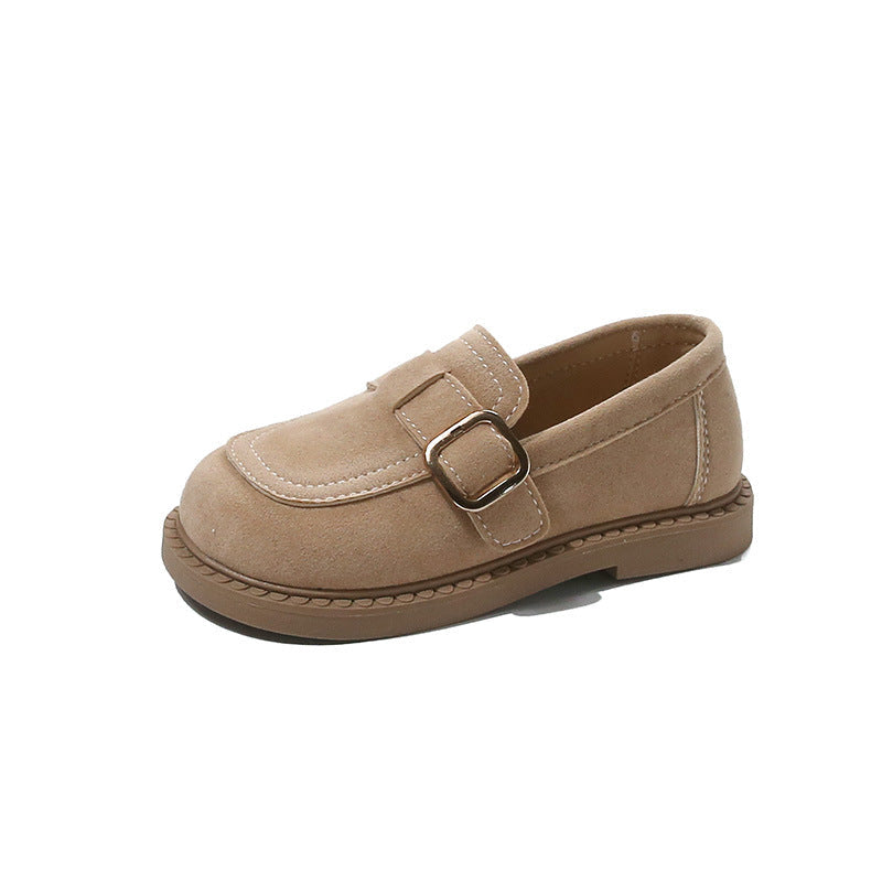 2026 Spring and Autumn New Children's Versatile Flat Shoes Boys' Slip-On Loafers Girls' British Style Loafer Leather Shoes