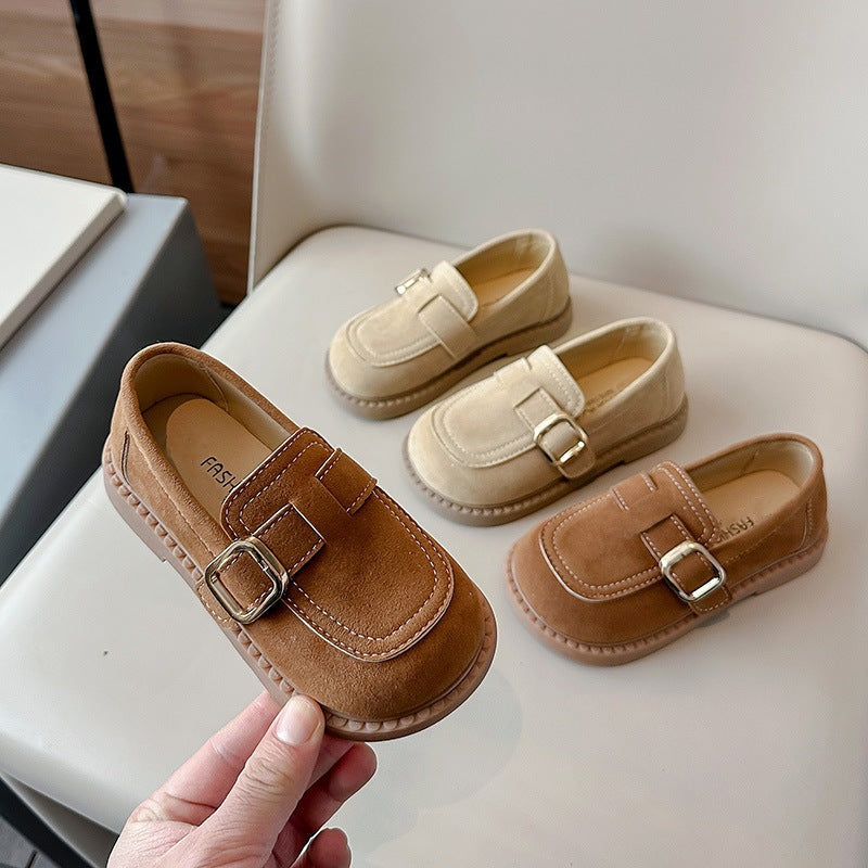 2026 Spring and Autumn New Children's Versatile Flat Shoes Boys' Slip-On Loafers Girls' British Style Loafer Leather Shoes