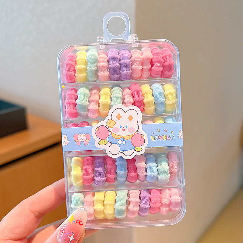 Children's Colorful Hair Ties, Threaded Elastic Bands That Don'T Damage Hair, High Elasticity Thumb-Sized Hair Ties, Girls' Hair Ropes, Hair Accessories