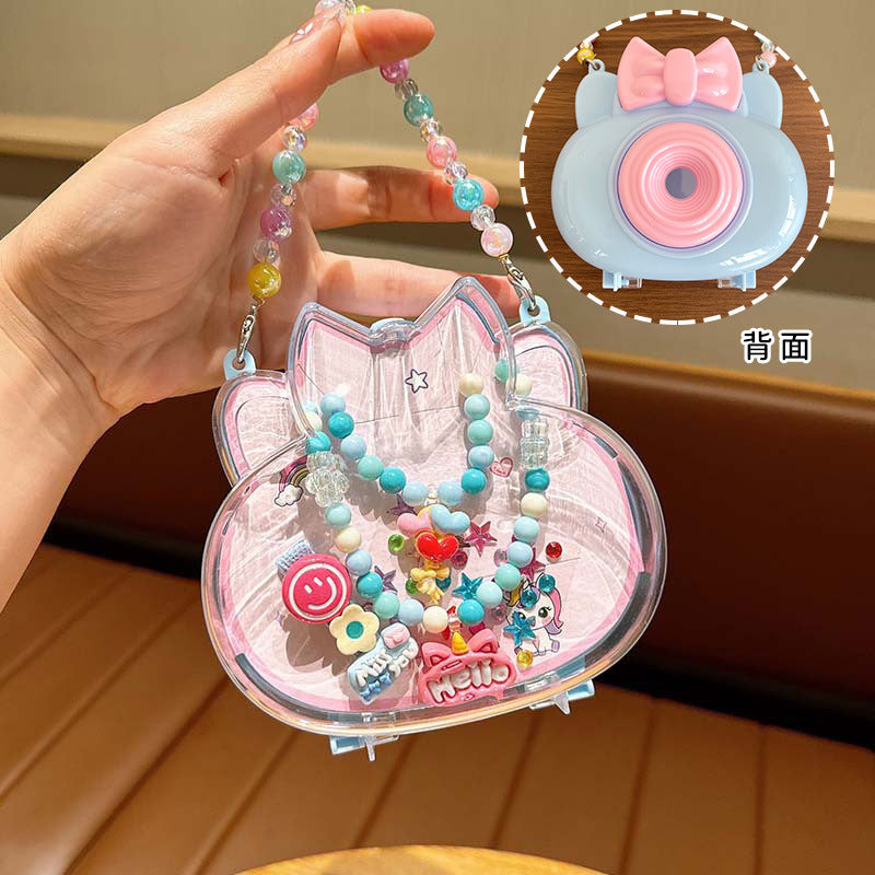 Creative Camera Backpack Children Jewelry suit Princess Necklace Hairpin Earrings Combination Accessories Kindergarten Gift