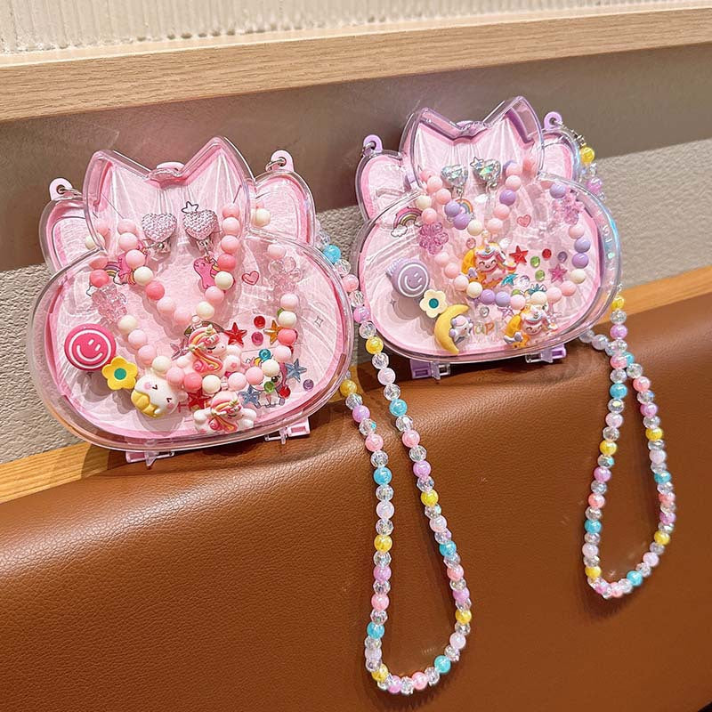 Creative Camera Backpack Children Jewelry suit Princess Necklace Hairpin Earrings Combination Accessories Kindergarten Gift