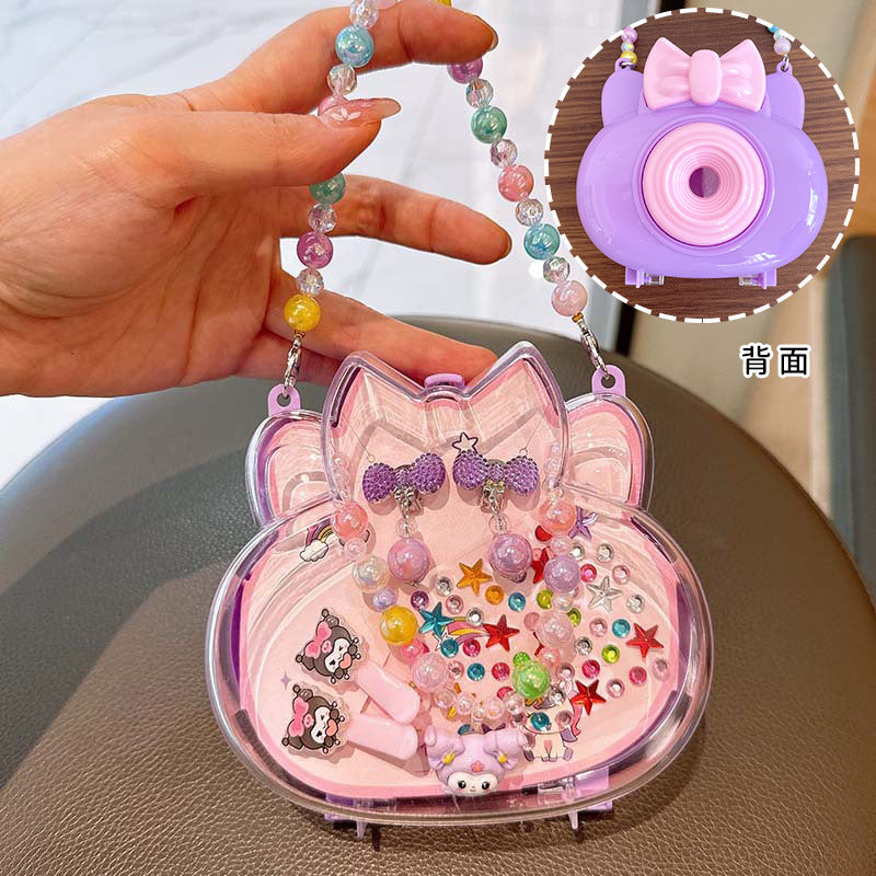 Creative Camera Backpack Children Jewelry suit Princess Necklace Hairpin Earrings Combination Accessories Kindergarten Gift