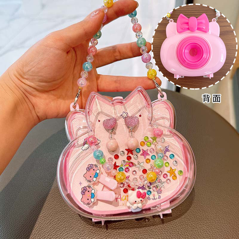 Creative Camera Backpack Children Jewelry suit Princess Necklace Hairpin Earrings Combination Accessories Kindergarten Gift