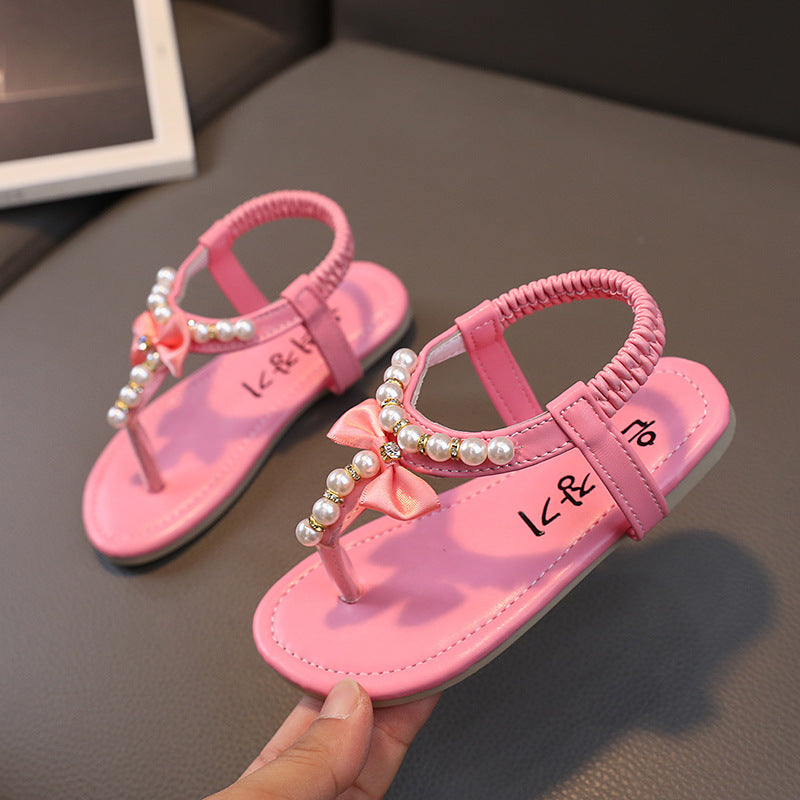 Girls Sandals Cute New Fashion Korean Style Little Princess Flip-Flops Kidsren Girls Summer Princess Shoes Baby Middle and Large Kidsren