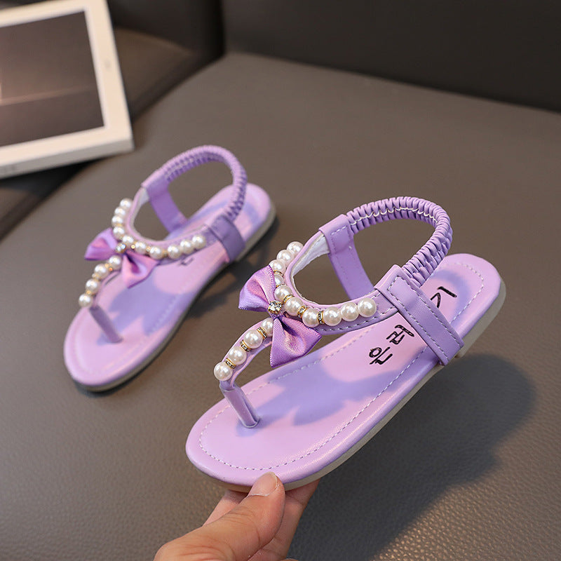 Girls Sandals Cute New Fashion Korean Style Little Princess Flip-Flops Kidsren Girls Summer Princess Shoes Baby Middle and Large Kidsren